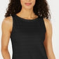 Charter Club Women's Textured Cotton Tank Top Black  Size X-Large