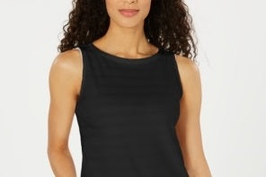 Charter Club Women's Textured Cotton Tank Top Black  Size X-Large