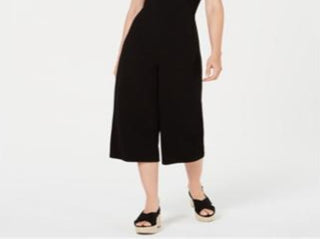 Bar III Women's Cropped O-Ring Jumpsuit Black Size 0