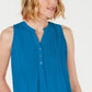 Charter Club Women's Sleeveless with Buttons Wear to Work Top Blue Size Medium