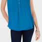 Charter Club Women's Sleeveless with Buttons Wear to Work Top Blue Size Medium