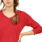 Jenni Women's Ribbed Solid Sleepwear Shirt Red Size X-Small