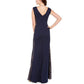 Jessica Howard Women's Sequined Floral Sleeveless Jewel Neck Full Length Sheath Formal Dress Blue Size 8