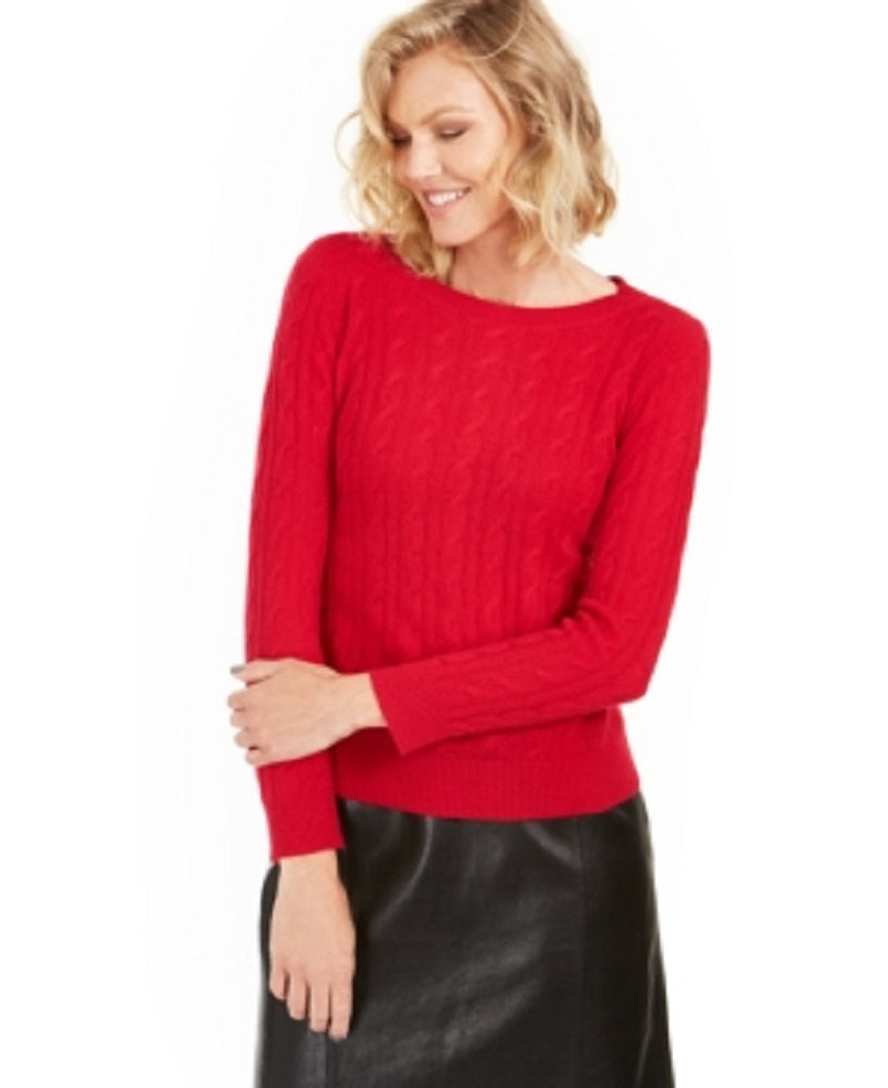 Charter Club Women's Cable Knit Cashmere Sweater Red Size Petite XL