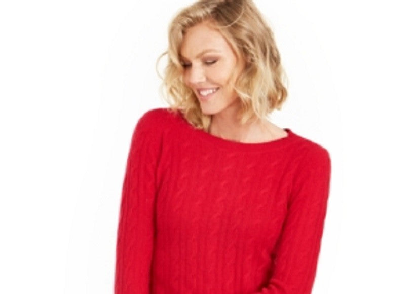 Charter Club Women's Cable Knit Cashmere Sweater Red Size Petite XL