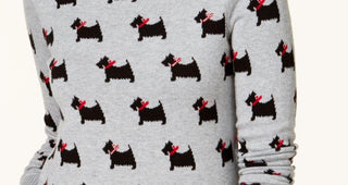 Charter Club Women's Embellished Printed Sweater Gray Size P/SM