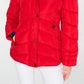 Madden Girl Junior's Hooded Faux Fur Trim Puffer Coat Red Size Large