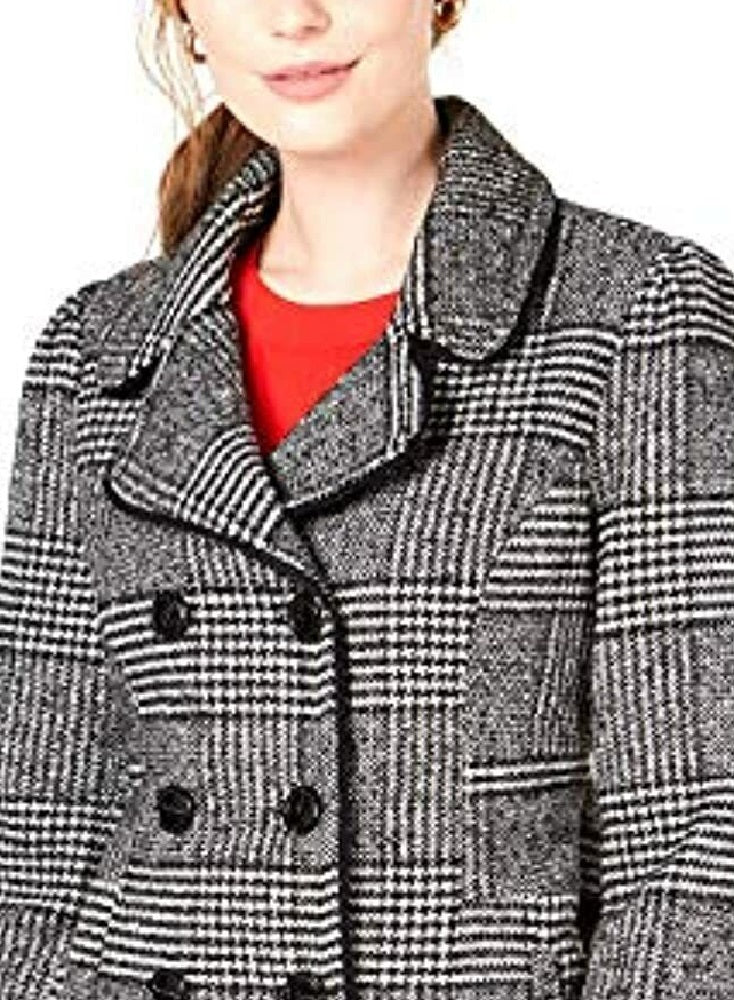 Maison Jules Women's Plaid Blazer Jacket Grey Size Large