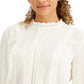 Self Esteem Junior's Victorian Long Sleeve High Neck Blouse White Size X-Large