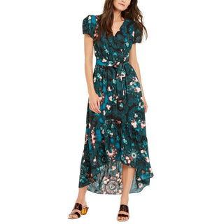 INC International Concepts Women's Puff Sleeve High Low Dress Green Size 6