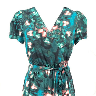 INC International Concepts Women's Puff Sleeve High Low Dress Green Size 6