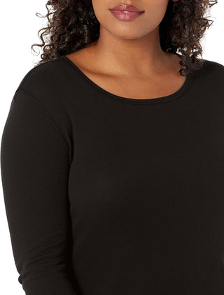 Splendid Women's Rib Classic Long Sleeve Crew Neck Tee Black Size X-Small