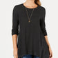 Style & Co. Women's High Low Tunic Sweater Gray Size X-Small