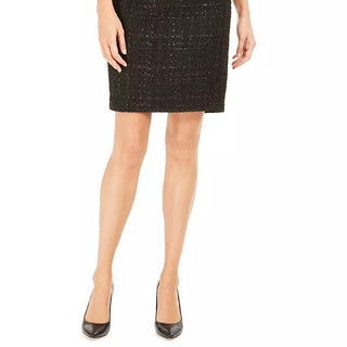 Calvin Klein Women's Metallic Tweed Pencil Skirt Black Size 10