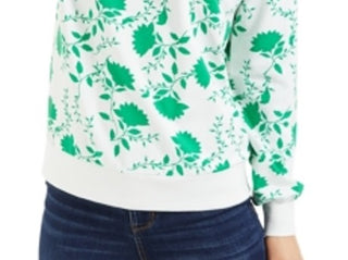 Charter Club Women's Shadow Floral Cold-Shoulder Top White Size X-Large