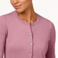 Karen Scott Women's Crew Neck Cardigan Pink Size Petite Small