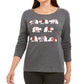 Karen Scott Women's Polar Parade Embellished Cotton Top Gray Size Small