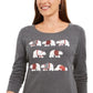 Karen Scott Women's Polar Parade Embellished Cotton Top Gray Size Small