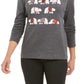 Karen Scott Women's Polar Parade Embellished Cotton Top Gray Size Small