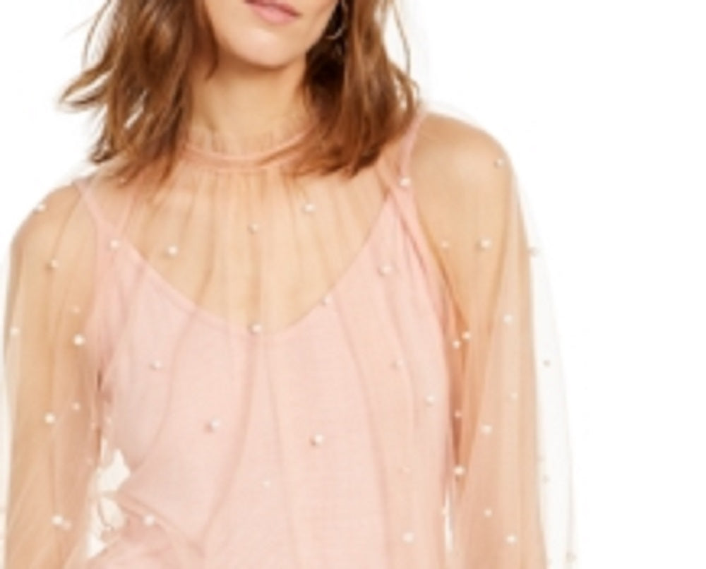 INC International Concepts Women's Embellished Tulle Mock Neck Top Size XX-Large