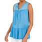 Style & Co Women's Cotton Sleeveless Peasant Top Blue Size Small