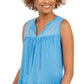 Style & Co Women's Cotton Sleeveless Peasant Top Blue Size Small