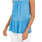 Style & Co Women's Cotton Sleeveless Peasant Top Blue Size Small