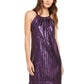 Trina Turk Women's Sequined Sleeveless Halter Above The Knee Cocktail Shift Dress Black  Size XX-Large