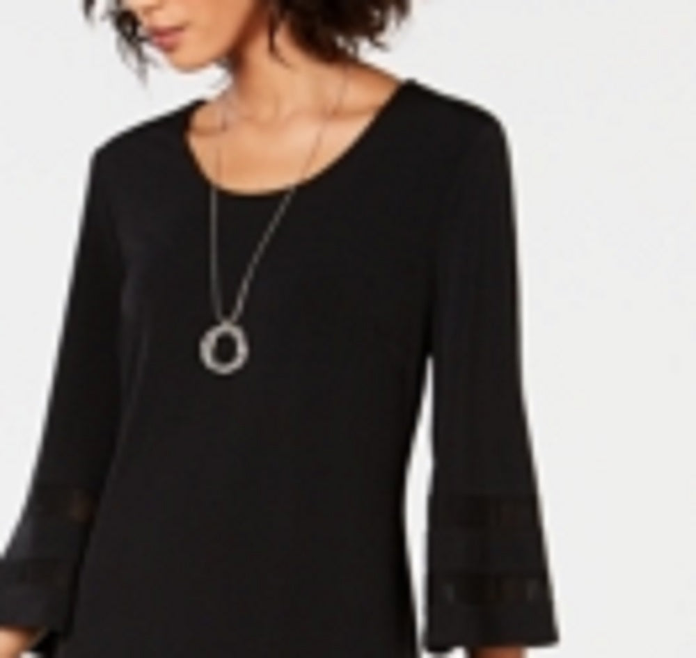 JM Collection Women's Mesh Inset Necklace Dress Black Size X-Small