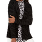 JM Collection Women's Frayed Long Sleeve Open Cardigan Sweater Black Size Petite Small