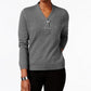 Karen Scott Women's Hardware V Neck Cotton Sweater Gray Size XX-Large