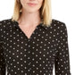 Charter Club Women's Mesh Dot Print Button-Down Top Black Size X-Small