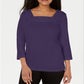 Karen Scott Women's Crochet Square Neck Top Purple Size X-Small