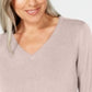 Karen Scott Women's Long Sleeve V Neck Sweater Pink Size Medium