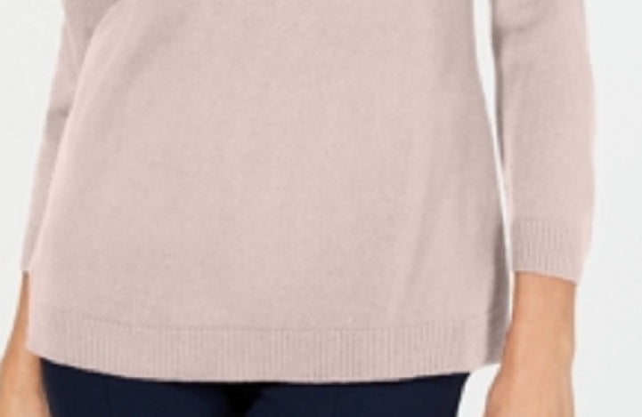 Karen Scott Women's Long Sleeve V Neck Sweater Pink Size Medium