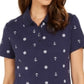 Karen Scott Women's Sailor Mix Polo Blue Size Small