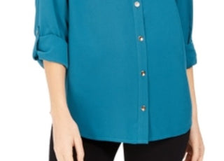 Charter Club Women's Two Pocket Shirt Green Size XX-Large