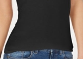 Style & Co Women's Lace Trim Tank Top Black Size Petite S