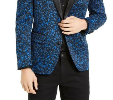 INC International Concepts Men's Metallic Slim Fit Sportcoat Blue Size XXB