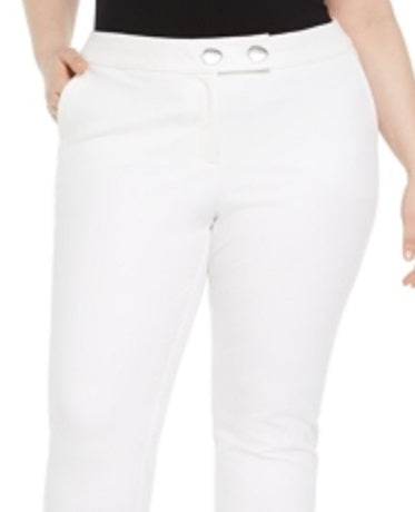 Alfani Women's Plus Extended Tab Skinny Pants White Size Petite Small