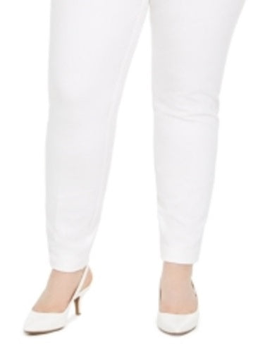 Alfani Women's Plus Extended Tab Skinny Pants White Size Petite Small