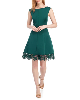 Donna Ricco Women's Scuba Fit & Flare Dress Green Size 6