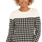 Charter Club Women's Houndstooth Colorblocked Crewneck Sweater Black Size Small