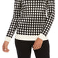 Charter Club Women's Houndstooth Colorblocked Crewneck Sweater Black Size Small