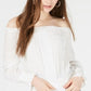 Planet Gold Junior's Smocked Off The Shoulder Top White Size Medium