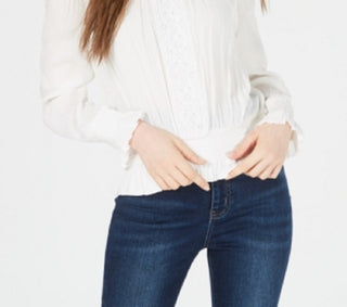 Planet Gold Junior's Smocked Off The Shoulder Top White Size Medium