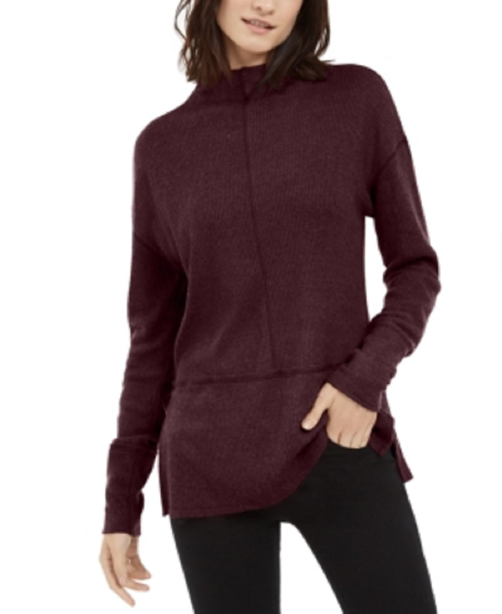 INC International Concepts Women's Ribbed Funnel Neck Top Purple Size X-Small