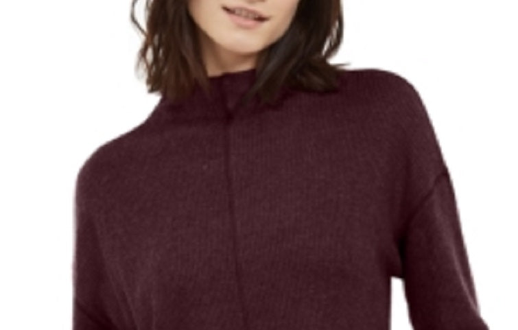 INC International Concepts Women's Ribbed Funnel Neck Top Purple Size X-Small