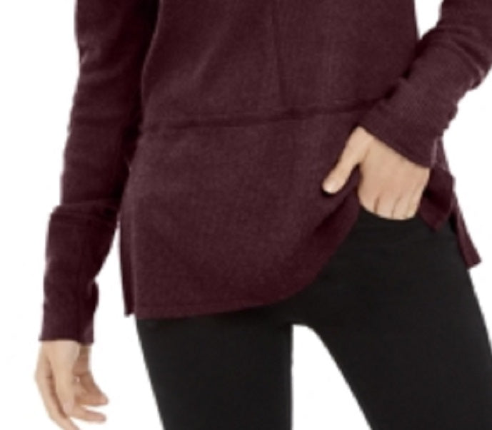 INC International Concepts Women's Ribbed Funnel Neck Top Purple Size X-Small