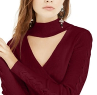 Hippie Rose Women's Long Sleeve Keyhole Top Red Size X-Small